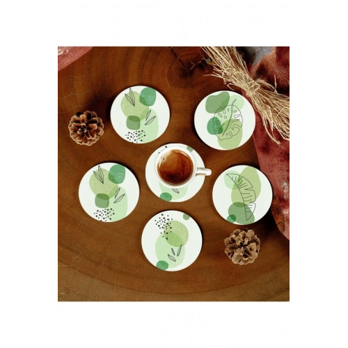 6 Adet Desenli Mdf Bardak Altlığı