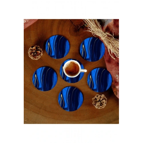 6 Adet Desenli Mdf Bardak Altlığı