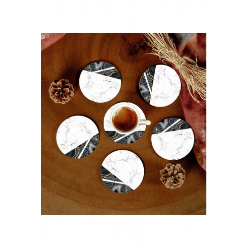 6 Adet Desenli Mdf Bardak Altlığı