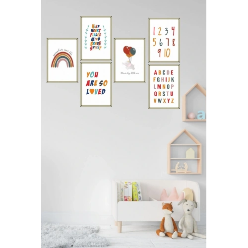 6lı Çerçeve Görünümlü Çocuk Odası Fil Model Mdf Tablo 20 x 15