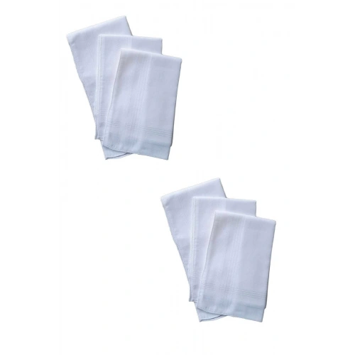 6-piece Pocket Collar Fabric Handkerchief 36x36 Cm 100% Cotton TM White