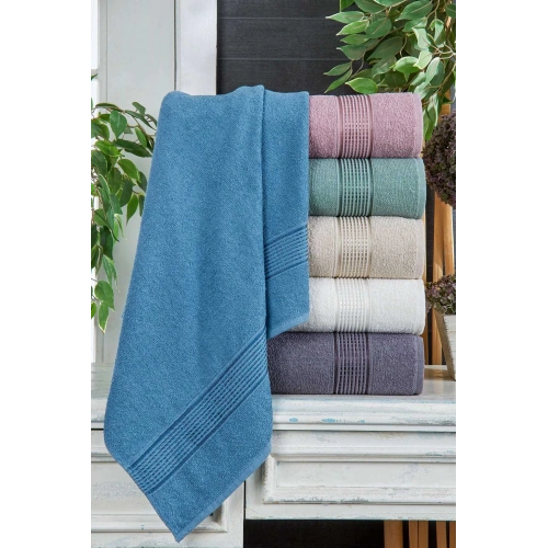 6-piece Cotton Hand Face Towel Set Colorful Light Blue