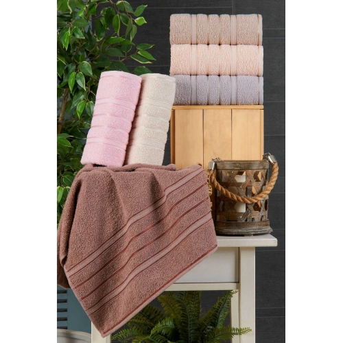6-Piece Hand Face Towel Set Cotton Towel Kit Color Dark Brown