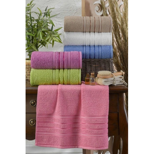 6-Piece Hand Face Towel Set Cotton Towel Kit Colorful Pink