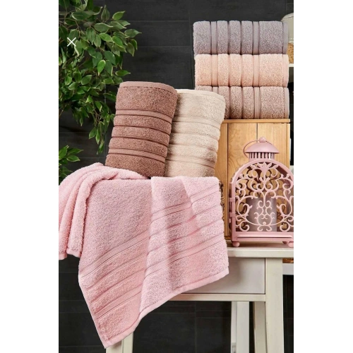 6-Piece Cotton Hand Face Towel Set Colorful Powder