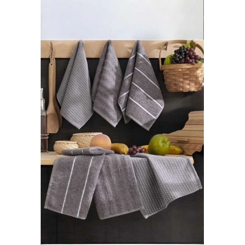 Luna Naturel 6-piece Kitchen Towel Set 100% Cotton 30X50 Cm Anthracite