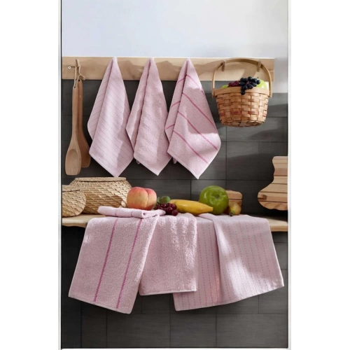 6 lı Luna Naturel Mutfak Havlu Seti %100 Pamuklu 30X50 Cm Pudra