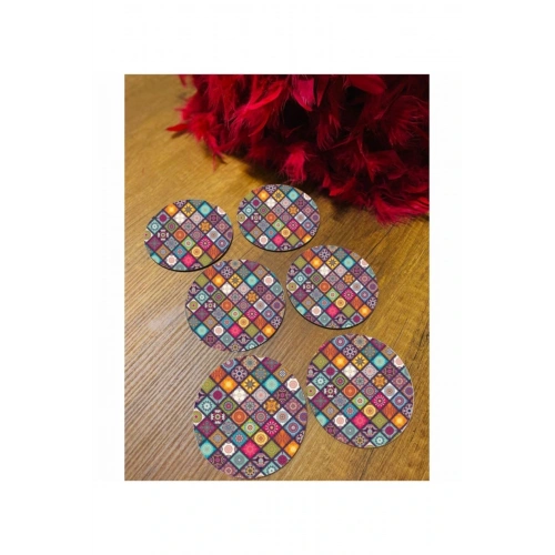 6 Parça Ahşap Bardak Altlığı