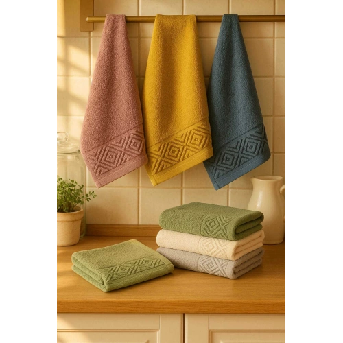 6 Parça Mutfak Havlusu Seti %100 Pamuklu Baklava