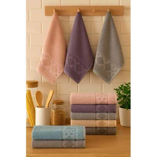 6 Parça Mutfak Havlusu Seti %100 Pamuklu Carla