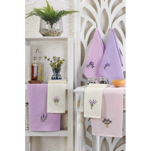 6 Piece Kitchen Towel 30 X 50 Cm Lavender Flower