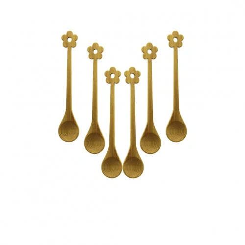 6 PCS   MİNİ   BAMBU AHŞAP KAŞIK   14.5CM (5365)