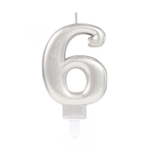 6 Rakam Mum Gümüş Renk (5365)