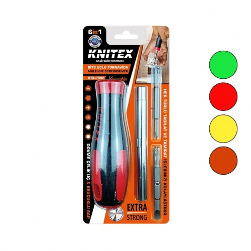 6IN1 - REMOVE INSTALL RUBBER TIPPED BIT END SCREWDRIVER (5365)