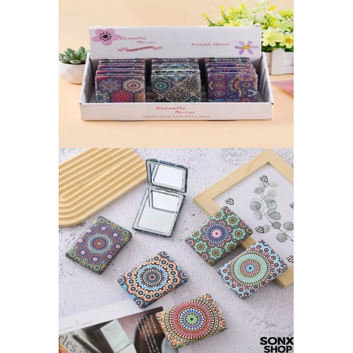 6’lı Mandala Desenli Katlanabilir Çift Taraflı Makyaj Aynası Seti – Kompakt Çanta Aynası