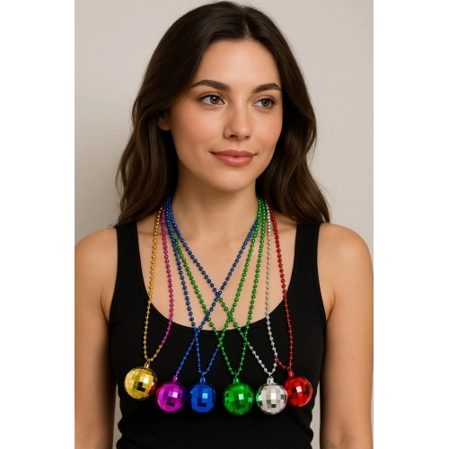 70&apos;ler 80&apos;ler ve 90&apos;lar Temalı Disko Topu Kolye Seti 6 Adet (5365)