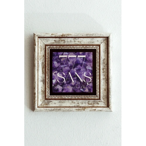 777 Şans Taş Tablo , Çerçeveli Taş Duvar Dekoru-ENKCRCVTBL-00207 20 cm