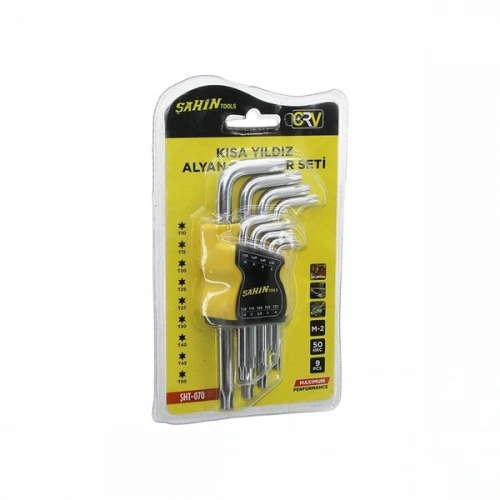 9 PCS KISA YILDIZ ALYAN ANAHTAR SETİ M-2 - 50HRC  (5365)