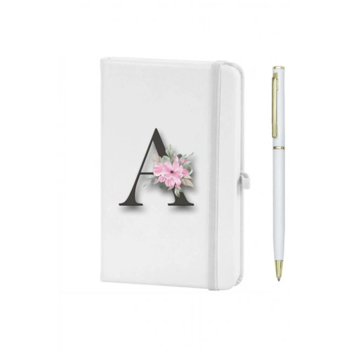 A Harfi Çiçek Desen Baskılı Defter