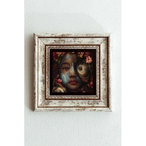 Afrikalı Çocuk Çerçeveli Taş Tablo , Çerçeveli Taş Duvar Dekoru-enkcrcvtbl-00191 20 cm