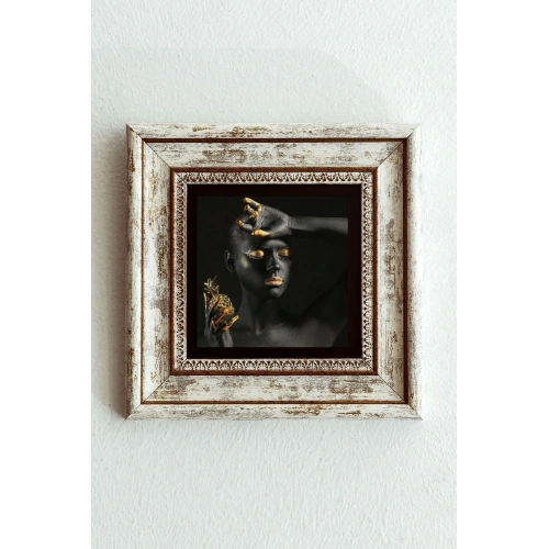 Afrikalı Kadın Çerçeveli Taş Tablo , Çerçeveli Taş Duvar Dekoru-enkcrcvtbl-00108 20 cm