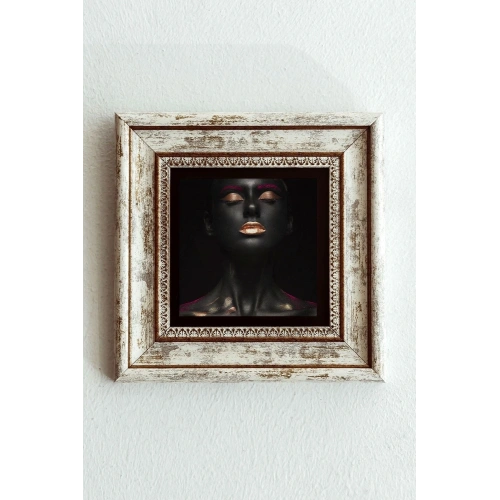 Afrikalı Kadın Çerçeveli Taş Tablo , Çerçeveli Taş Duvar Dekoru-enkcrcvtbl-00182 20 cm