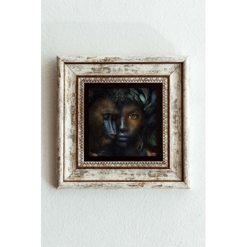 Afrikalı Kadın Çerçeveli Taş Tablo , Çerçeveli Taş Duvar Dekoru-enkcrcvtbl-00192 20 cm