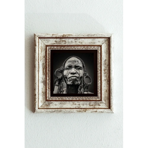 Afrikalı Kadın Çerçeveli Taş Tablo , Çerçeveli Taş Duvar Dekoru-enkcrcvtbl-00195 20 cm