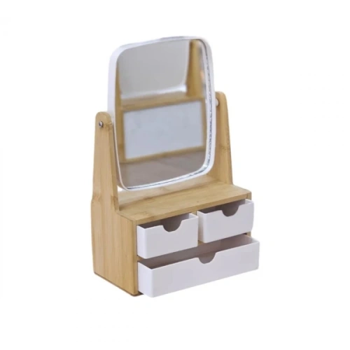 Wooden 3-Drawer Mirror