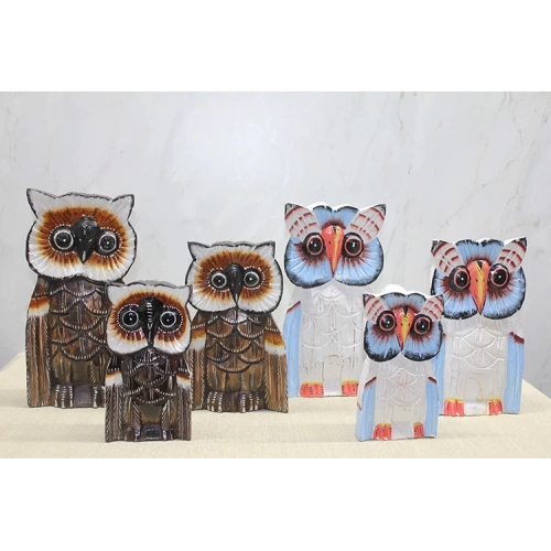 Wooden 3-Piece Owl Set 30 cm