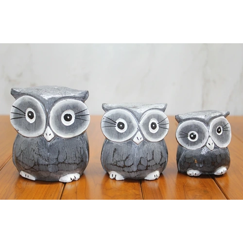 Ahşap 3lü Baykuş Seti Model 2