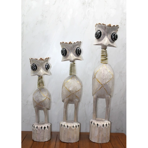 Деревянный трехголовый набор страусов 90 см
