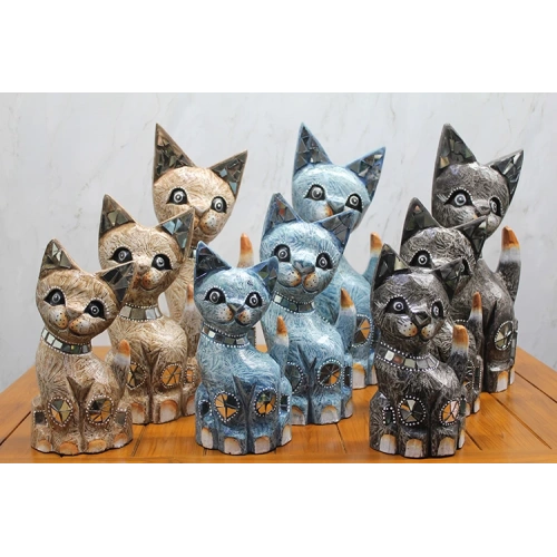 Ahşap 3lü Kedi Seti 40 Cm