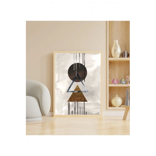 Ahşap Desenli Dekoratif Çerçeveli Tablo - Naturel 50 x 70