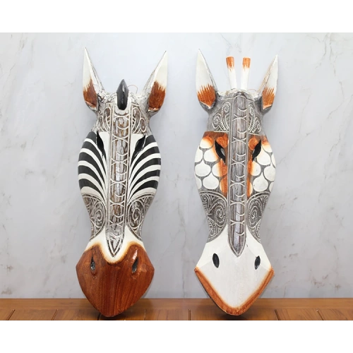 Wooden Wall Hanging Mask Zebra