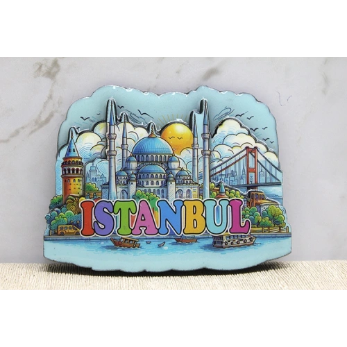 Ahşap İstanbul Temalı Magnet - Model 10
