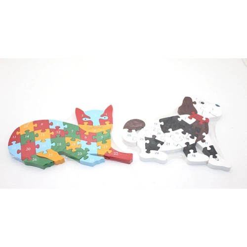 Ahşap Kedi - Köpek Yapboz