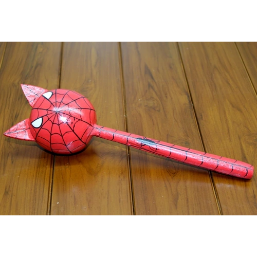 Wooden Cat Spiderman Maraca Single