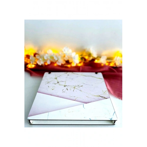 Ahşap Kutulu Ahşap Defter Kalem Seti - Pembe2