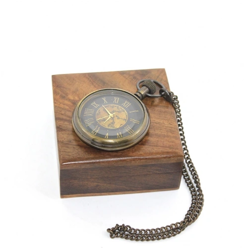 Wooden Box Brass Pocket Watch Model 8