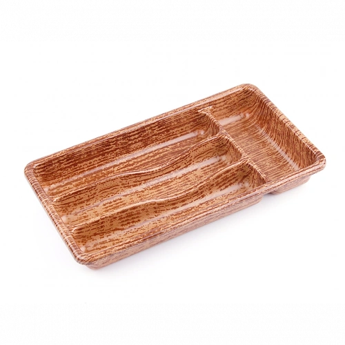 AHŞAP RENK - 4 BÖLMELİ ÇEKMECE İÇİ KAŞIKLIK 36X20CM (5365)