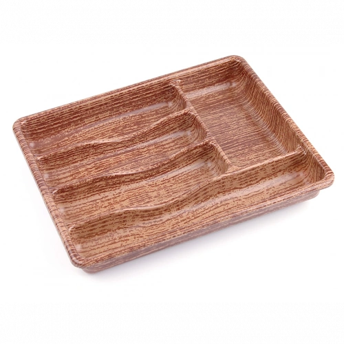 AHŞAP RENK - 5 BÖLMELİ ÇEKMECE İÇİ KAŞIKLIK 36X29CM (5365)