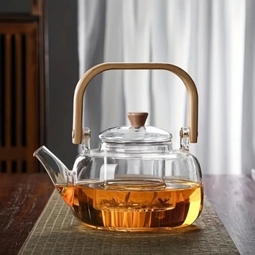 Wooden Handled Glass Filter Teapot
