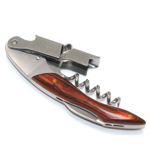 Ahşap Saplı Profesyonel Çelik Tirbuşon Ve Çok Fonksiyonlu Şarap Açacağı