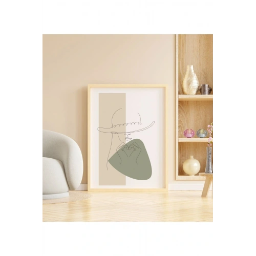 Ahşap Soyut Dekoratif Çerçeveli Tablo - Yesl 50 x 70