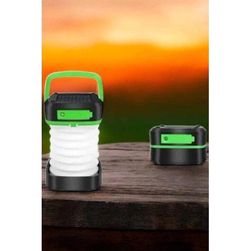 Ahşap Standlı Katlanabilir Solar Kamp Lambası 1200 Mah