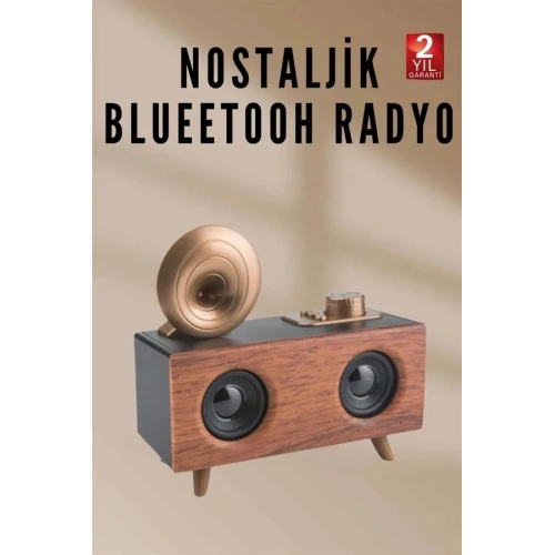 Ahşap Tasarımlı Bluetooth Radyo 3 Bantlı Müzik Çalar