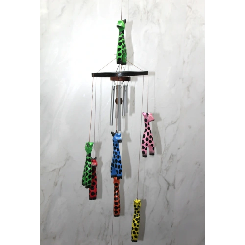 Ahşap Zürafalı Rüzgar Çanı