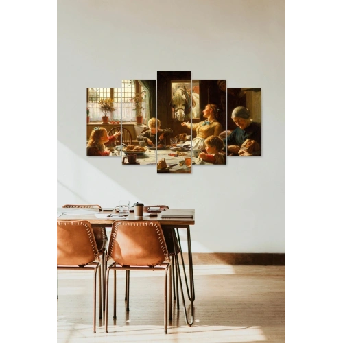 Aile Kahvaltı Çocuklar 5 Parçalı Mdf Tablo 60 x 100