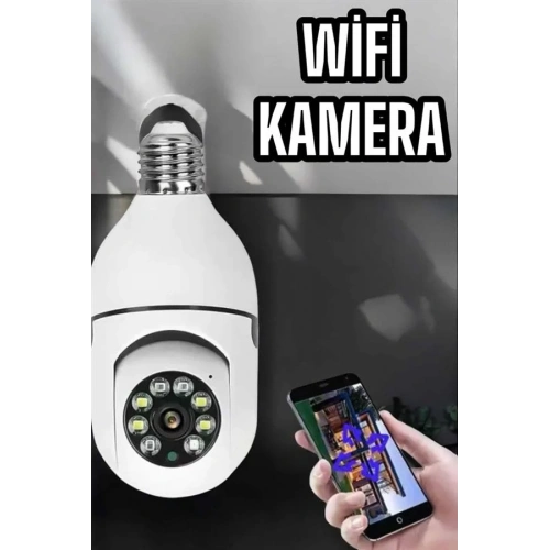 Akıllı 360 Derece Dönebilen Wifi Kamera Ampul Uyumlu